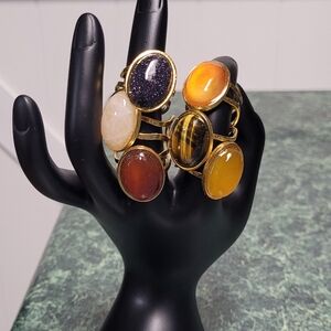 Gold-Plated Multi - Variety Stone Women's Rings Size 7-8